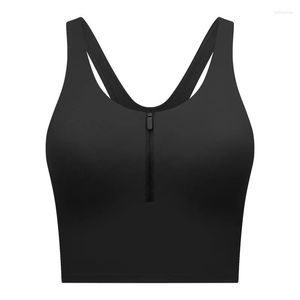 Yoga outfit Top Women's Fitness BRA Gym Sports Front Zipper Vest Lingerie Casual With Chest Pad Relief Compression I-Back