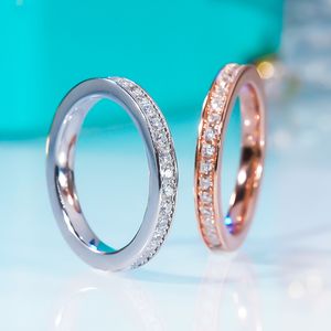 Wedding Rings QINHUAN D Color Diamond Line Ring 925 Sterling Silver with Real Gold Electroplating for Women Fine Jewelry Classic 230810