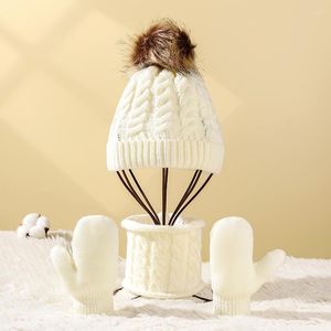 Berets Baby And Children's Knitted Wool Hat Autumn Winter Children Warm Set Hats Kids Cotton Cap
