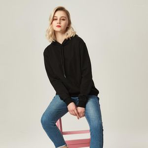 Kvinnors hoodies harajuku Pure Black Casual Hoodie Streetwear Simple Wild Style Slim-Fit Sweatshirt Pullover Autumn and Winter