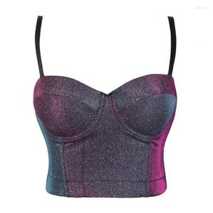 Bustiery gorsets gradient mody Bralet damskie chude backless stanik nocny klub nocny scena bankietowa krótka camisole Q823