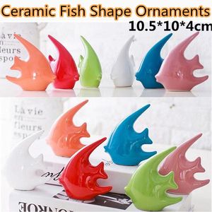 Decorative Objects Figurines Ceramic Macaron Little Fish 10.5*10*4cm Porcelain Figurines Home Decor Animal Miniatures Decorative Cabinet Graceful As Gift 230810