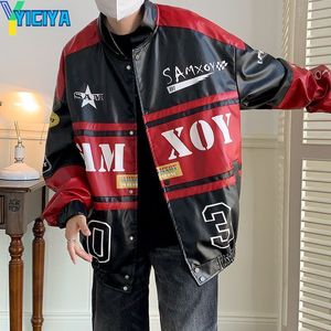 Womens Jackets YICIYA jacket bomber women y2k winter coats Varsity Leather Jacket Racing car American Motorcycle Baseball Long Sleeve 230810