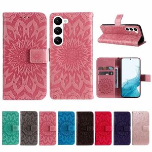 Sunflower Mandala Wallet Leather Case For Samsung Galaxy S23 S22 S21 Plus S23 S22 S21 Ultra A53 5G A03 A13 4G Lite A33 A73 5G Pouch Cover