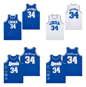 SL 34 Jesus Shuttlesworth Ray Allen Lincoln Oyun Film Film Film College Basketball Jersey Białe Blue Size S-XXL