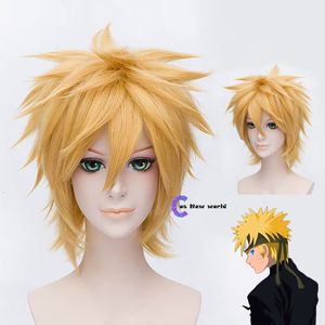 Cosplay Wigs Uzumaki Wigs Golden Short Fluffy Shaggy Layered Heat Resistant Synthetic Hair Cosplay Costume Wig Wig Cap 230810
