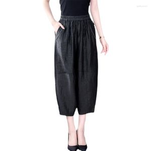 Women's Pants High End Mulberry Silk Fragrant Cloud Gauze Women Summer Elastic Waistband Cuffed Waisted Harun