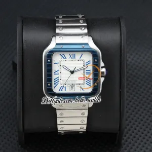 New 39.8mm WSSA0048 WSSA0047 A2318 Automatic Mens Watch White Texture Dial Cracking Bezel Stainless Steel Bracelet Date Gents Watches Hello_Watch Z13B