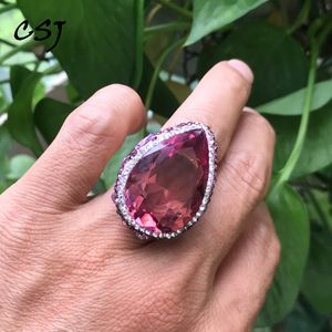 Уважаемые кольца CSJ Big Stone Sudan Stone Inlaid создал Zultanite Ring Disterry Distermade для женщин подарка на день рождения подарка 230810