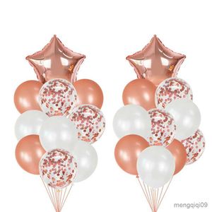 Decoration 14/20pcs Rose Gold Balloon Set Confetti Balloon Girl Boy Birthday Wedding Christmas Decoration Baby Shower Gift R230811