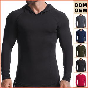 Men's T Shirts 2023 Fitness Suit Hooded Quick Dried PRO Tight Sweating Basketball Running Top