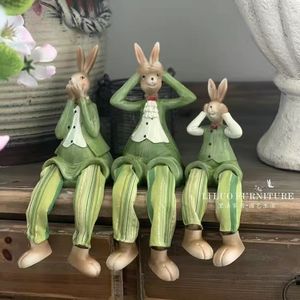 Decorative Objects Figurines Lovely Fairy Garden Doll Decoration Easter Bunny Simple Living Room Table Decor Resin Crafts Figurines Miniatures Office Desk 230810