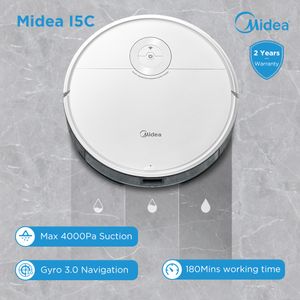 Vakuumlar MIDEA I5C Robot Vakum Süpürge Mop Islak ve Kuru 4000Pa Akıllı Yıkama Kablosuz Elektrikli Su Deposu 230810