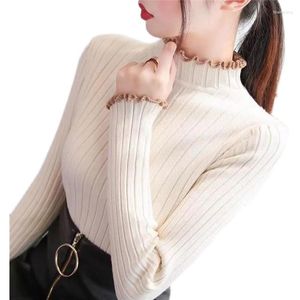 Kadın Sweaters y2k -Berinin Sonbahar Kış Top Çekme Femme Mock Boyun Altakları Uzun Kollu İnce Büyük Boy Koreli Kazak