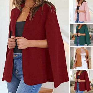 Women's Suits Open Front Outerwear Stylish Cloak Suit Coat Collarless Split Sleeve Design For Office Lady Casual Spring/autumn