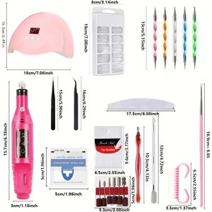 Nail Art Kit-Nail Art Manicure Set Acrylic Powder Brush Glitter File French Tips UV Lamp Nail Art Decoration Tools Nail Drill Kit For