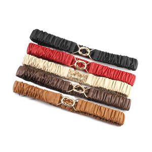 Belts Corset Cinch Belt For Women Elastic Stretch Leather Cummerbunds Fashion Geometric Buckle Dress Coat Waistband Clothes Accessory