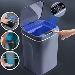 Waste Bins 121416L Smart Induction Trash Can Automatic Intelligent Sensor Dustbin Electric Touch Trash Bin for Kitchen Bathroom Bedroom 230810