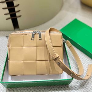 mirror quality weave camera bags unisex designer bags crossbody purse Leather Square shoulder Bag Women men Crossbody Bag 230815