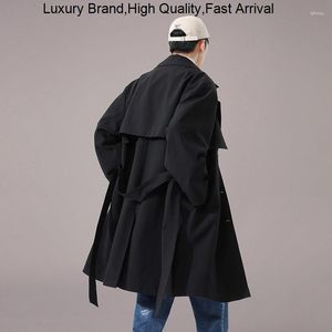 Herrgravrockar elegant trendrock ytterkläder belte bomull vindbrytare jaqueta jacka överdimensionerad överrock man brittisk för män