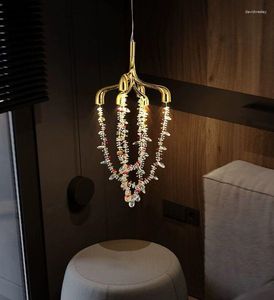 Chandeliers Post-modern Light Luxury French Romance All Copper Branche Colorful Crystal Chandelier Living Room Dining Bedroom