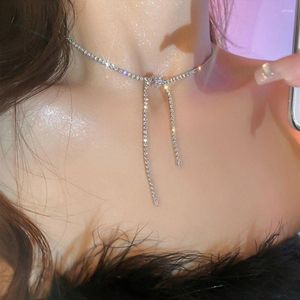 Kedjor Hooker Super Sparkling Zircon Tassel Necklace For Women's Light Luxury Small and Design Sense Collar Chain Chain Chain