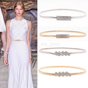 Belts Imitation Rhinestone Thin Belts Silver Gold Chain Belts for Women Elastic Stretch Skinny Ladies Dress Belts