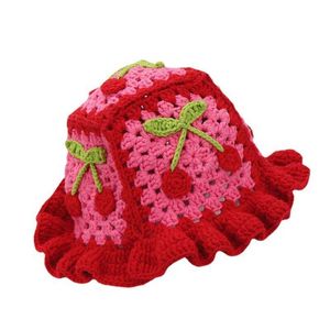 قبعات واسعة الحافة قبعات دلو D0LF Kaii Fisherman Hat Cherry Beanies Beanies Thermal Bucket Hat Hat Hat Hat For Christmas New New Valentine's