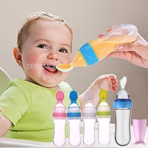 Baby Bottles# Squeezing Feeding Bottle Silicone born Baby Training Rice Spoon Infant Cereal Food Supplement Feeder Safe Tableware Tools 230811
