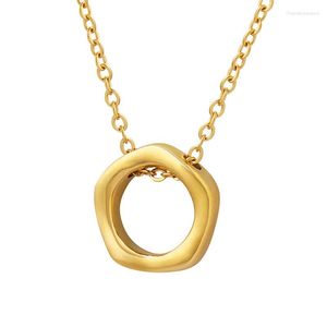 Pendant Necklaces Korea Simple Temperament Geometric Circle Necklace For Women Stainless Steel 18k Gold Plated Water Proof Jewelry