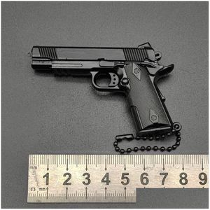 Läge Tillbehör Metal Gun Model 13 KeyChain Pendant Löstagbar handgjorda miniatyrpistolleksaker Assembly Gift 1987 Drop Delivery Gift Dh25V