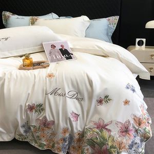Высококачественные постельные принадлежности роскошные цветы вышивные стеганые одеяла/одеяло белое египетское хлопковое покрывало