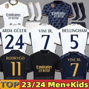 23 24 Bellingham Benzema Soccer Jerseys 2023 2024 Футбольная рубашка Vini Jr Alaba Rodrygo Modric Carvajal Tchouameni Camiseta Men Kids Set Sets Camavinga