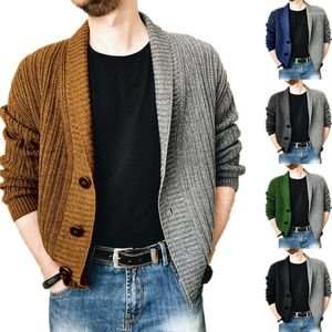 Men's Sweaters Spring And Autumn 2023 Jacket Double Color Splice Loose V-neck Cardigan Sweater Coat Single Breasted Casual Knitwear