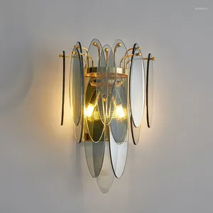 Настенная лампа гостиная крыльца дым серая рука стеклянная легкая роскошная спальня дизайнерская студия