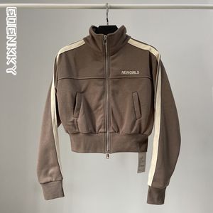 Kurtki damskie bawełniana bluza kurtki z podwójnym zamkiem sportowym płaszczem marmetrowym koreańskim stylem wiosny jesień niebieski czarny khaki 230810