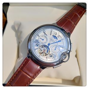 Нарученные часы Caseno Design 2023 Роскошные автоматические часы для мужчин Оригинальный хронограф C-T1R Calendar Мужские часы водонепроницаемые
