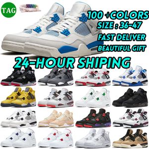 2024 Designer Sneakers 4 Basketball Shoes Men Women 4s Pine Green Seafoam Military Black Cat Midnight Navy red cement Oreo Red Bred Mens Trainers blank canvas Outdoor