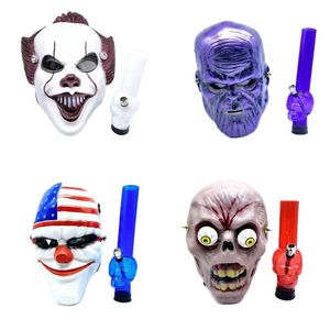 Silicone Mask Pipe Bong Creative Character Acrylic Smoking Tube Gas Mask Tube Acrylic Pipe Tobacco Hookah Pipe Pipe Free Shipping