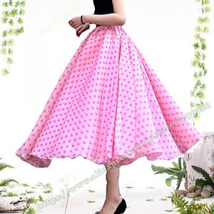 Kjolar sol mode 2023 vintage rosa organza vatten droppe prickade fluffiga paraply franska söta halva kropp lång maxi midi kjol kvinnor