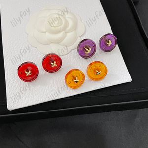 Womens Resin Earring Designer Red Button Earrings Luxury Gold C Letters Jewelry Fashion Wedding Party Gift Stylish Bracelet Rings Box New