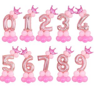 Decoration 15PCS Number Foil Balloons Digit Birthday Balloons Decoration Number Balloon Happy Birthday Decorations Kids Pink