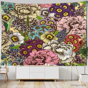 Tapestries Retro Floral Tapestry Wall Hanging Beautiful Bedroom Hippie Art Room Decoration Yoga Blanket Sheets Can Be Customized R230811