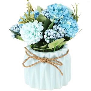 Decorative Flowers Artificial With Small Ceramic Vase Nordic Highquality For Table Office Wedding Party Decor Simulation Bouquet