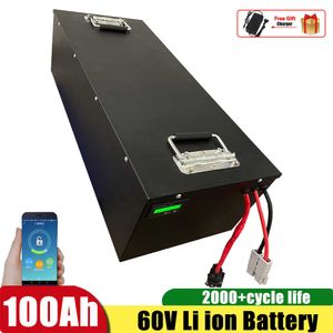 60V 100AH ​​LI JON LITIUM Batteri inbyggt BMS för 5000W 7000W Electric Scooter Boat Golf Cart+ Charger