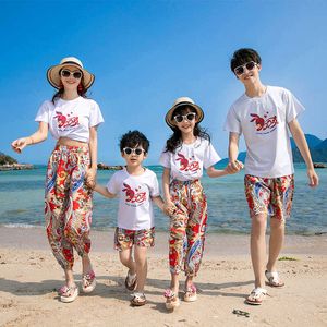 Family Matching Outfits Family Matching Outfits Summer Beach Mother Daughter Dad T-shirt Short Pants Holiday Couple Matching Outfit Travelling