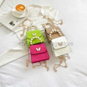 Shoulder Bags Spring and Summer Bag Sweet Girl Heart Pearl Chain Small Square Bag 2023 New Fashion and Simple Mini Square Bagstylishhandbagsstore