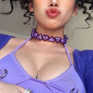 Chains Ins Wind Bad Sweetheart Big Heat Love Beaded Necklace Sweet Girl Choker Collar Chain Punk Dopamine Color Matching Y2k