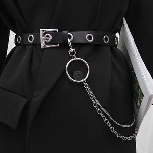ベルト女性ベルトPUレザーピンバックルパンクウィンドジーンズ新しいスタイルファッション女性ブラックフリーサイズグロメットベルトパンツ用