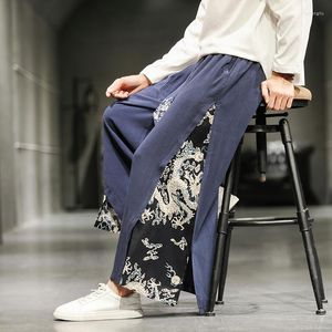 Men's Pants Men Cotton Linen Wide Elastic Waist Loose Vintage Trousers Male Harajuku Style Streetwear Big Size 5XL